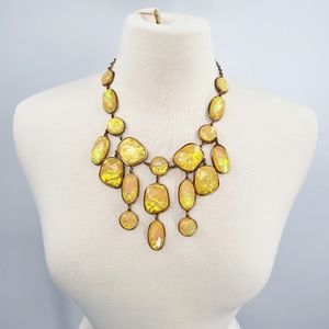 Opalesque Citrine Faux Stone Draped Chandelier Necklace